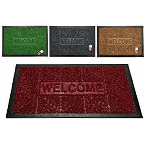 TrAdE Shop Traesio - Zerbino Tappeto In Gomma Scritta Welcome Rettangolare 60x40cm Antiscivolo Ingresso -