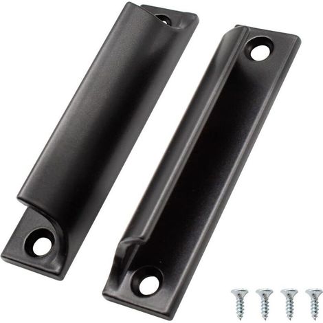 Poignée de porte coulissante en aluminium noir – Résistante à la corrosion – Pour portes de balcon et coulissantes – Installation simple