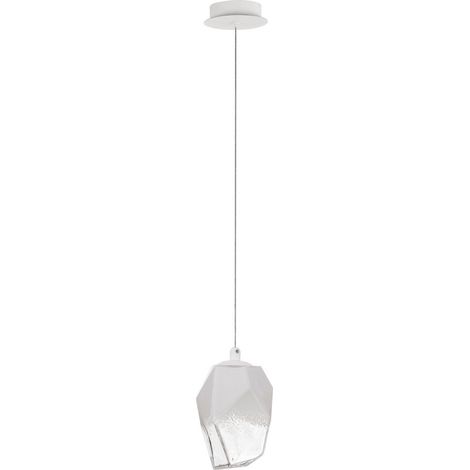 Merano Edison Globe Suspension Plafonnier Verre Blanc, Métal Blanc LED G9