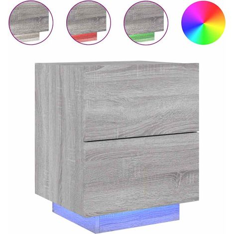Maison Exclusive - Nachttisch mit LED-Leuchten Grau Sonoma Holzwe