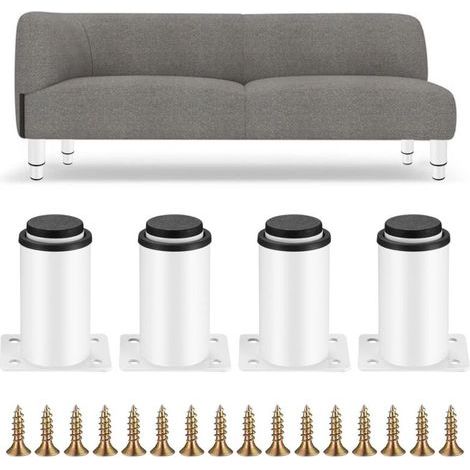 4 Pièces Pieds de Meubles Réglables, Pieds de Table en Métal Blanc, Pieds Réglables en Hauteur 0-40 mm, Pieds de pour Meuble Cuisine, Armoires, Lit, Table Pieds (1/5)