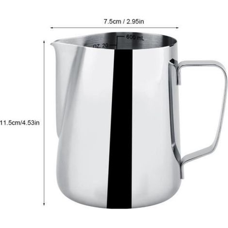Tasse À Mousse - Acier Inoxydable 304 - 600 ml - Pour Latte Et Café - 1 Pièce