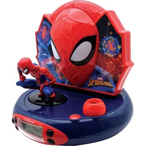 Les Tendances – Réveil lumineux enfant Spider-Man avec projection d'images – Effets sonores amusants – Veilleuse intégrée – Alimentation par piles
