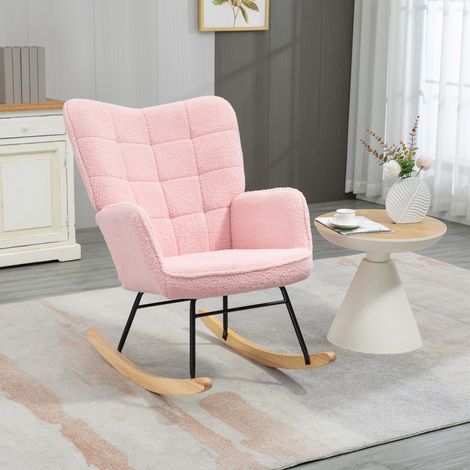 Fauteuil à bascule rose, 98 x 71 x 101 cm, charge max. 120 kg HAVRYA (1/5)