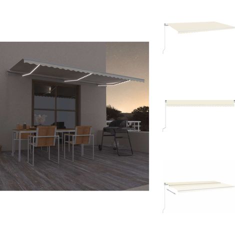Auvent manuel rétractable avec LED 600x300 cm Crème - Auvent Retractable - Abri Soleil - Pergola Pliable - Tonnelle Exterieur - Stores Exterieurs (1/5)