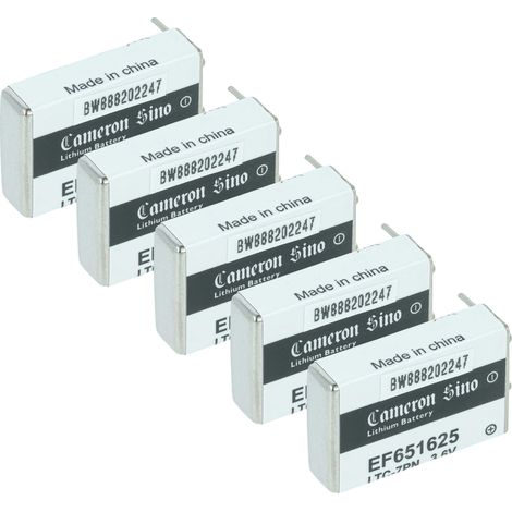 vhbw 5x EF651625 Special Batteries - Primary Batteriewith Solder Pins (750 mAh, 3.6 V, Li-SOCl2)