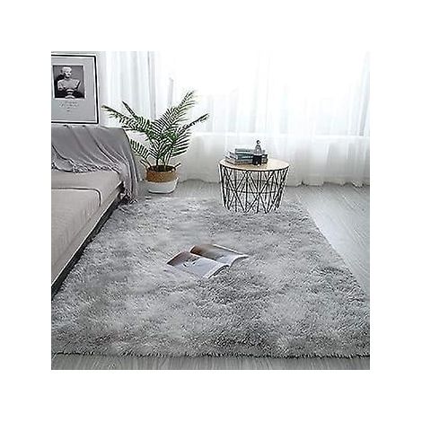 Tapis Gris Tie-Dye 80x160cm Moelleux Dégradé Salon Chambre Bureau Paillasson Texturé Laine Synthétique Doux Tapis de Sol Antidérapant Balcon Baie Vitrée (1/5)