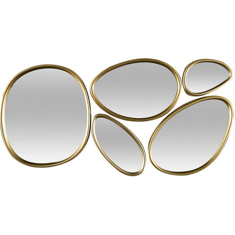 Juego de 5 espejos org谩nicos LUMA dorados