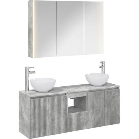 Ensemble d'armoire de salle de bain 4 pcs Gris béton vidaXL (1/5)