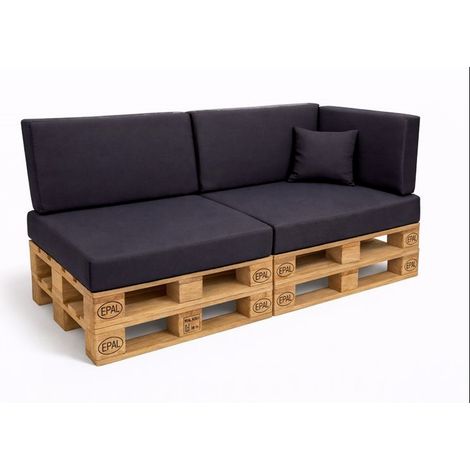 Set 6 coussins palette assises 120x80 dossiers + 120x40 kit coussins canapé de jardin Anthracite coussins pour mobilier de jardin (1/5)