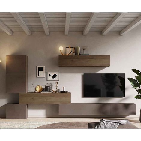Parete attrezzata soggiorno comp 14, colore bronzo/mercure - Infinity (1/2)