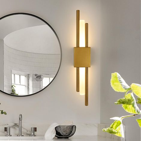 COMELY® Applique da parete a LED per interni, lampada da parete cilindrica parallela doppia da 10 W, bianco caldo 3000 K, moderna lampada da parete per interni per soggiorno, corridoio, scala, bianco (1/5)