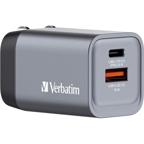 Verbatim GNC-35 Caricabatterie Universale AC Ricarica Rapida Interno Nero Grigio (1/4)