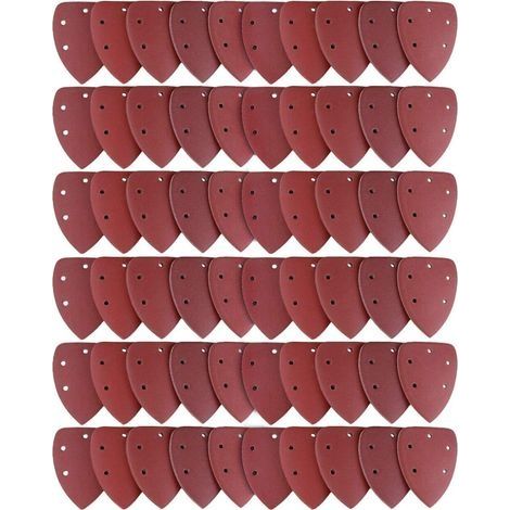 Lot de 60 Feuilles Abrasives, Papier de Ponçage 40/60/80/100/120/180/240/320/400/800 Idéal pour Ponceuse Multifonction (1/5)