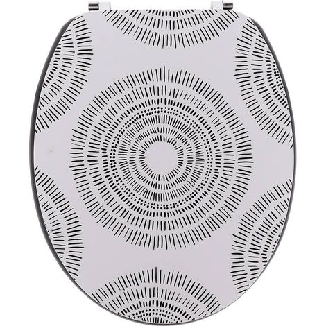 Copriwater in mdf da 18 pollici con design stampato e sedile in bambù, chiusure in acciaio inox - nova - Tendance (1/3)