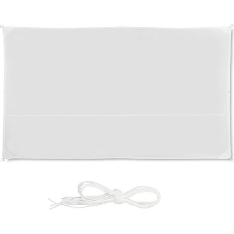 Voile d'ombrage rectangulaire ACKERMAN, hydrofuge et anti-UV, avec cordes, pour terrasse ou balcon, 2 x 4 m, blanche (1/5)