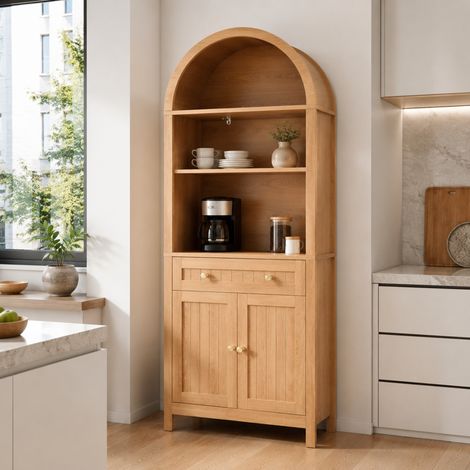 Mueble alto de almacenaje con cajón y puertas dobles, 76 x 40 x 180 cm, natural DESVIAE (1/5)