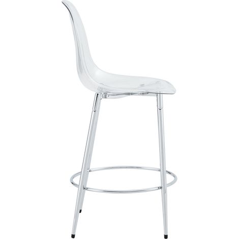 Set mit 2 transparenten Barhockern aus PET mit silbernen Metallbeinen, H 102 cm (1/5)