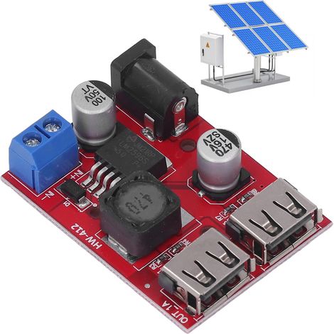 Solarregler-Leiterplatte DC 6V–30V auf 5V Spannungsstabilisierungs-USB-Abwärtsmodul mit zwei USB-Anschlüssen (1/5)