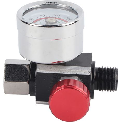 Régulateur de Pression d'Air 0-10 bar Alliage d'Aluminium Vanne 1/4 BSPP Entrée Sortie Argenté (1/5)