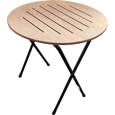 Table Pliante, Métal, Okume Natural, Rond (1/5)