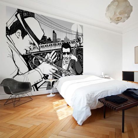 Papier Peint "New York, Musique, Jazz" 154 x 200 cm (1/2)