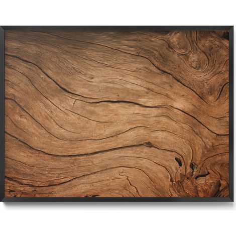 Tableau Magnétique en Métal pour Aimants - Motif Texture bois craquelé - Minimaliste - Cadre Noir - 80x60 cm - Tableau Métallique Aimanté