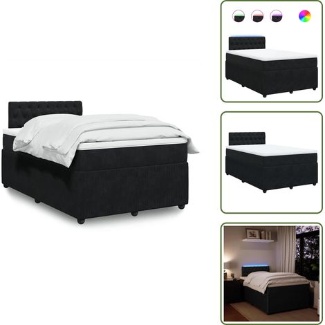 Sommier à lattes de lit avec matelas noir 120x190 cm velours - Sommier À Lattes De Lit - Sommiers À Lattes De Lit - Lit - Meuble De Chambre À Coucher (1/5)