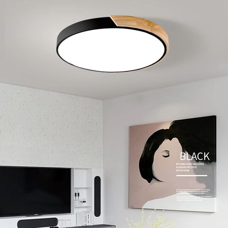 Plafonnier LED 50CM, Plafonnier en métal, Plafonnier Moderne, Lumières Décoratives Noires, Lumière Blanche 6000K (48W) (1/5)