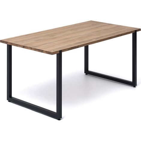 Mesa de comedor Uley 200x80x75cm Negra en madera maciza de pino acabado vintage estilo industrial Box Furniture (1/5)