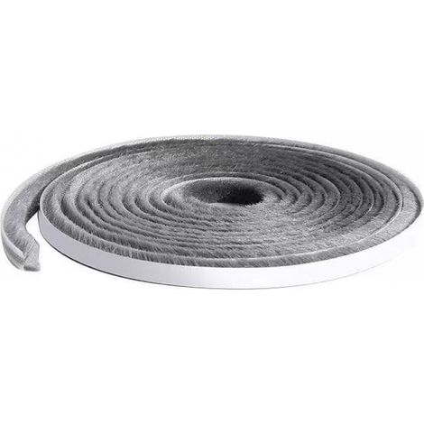 Cinta de sellado con brocha, autoadhesiva, 5 m x 9 mm x 9 mm, gris, para puertas, ventanas y armarios. (1/5)