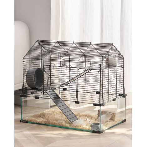 Hamsterkäfig, 360°-Sicht, transparenter Hamsterlebensraum, Kleintierkäfig, 58x38x54 cm, belüfteter Mäusekäfig mit Wasserflasche, tragbares Hamsterhaus für Ratten, Meerschweinchen (1/5)