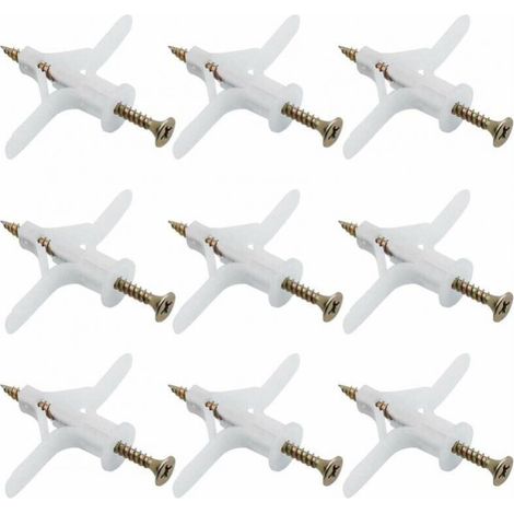 50-teiliges Set mit Gipskartondübeln und Kunststoff-Expansionsrohren für Flugzeuge, zum Selbstbohren und für weitere Anwendungen. Geeignet für die meisten leichten Gipskartonwände.