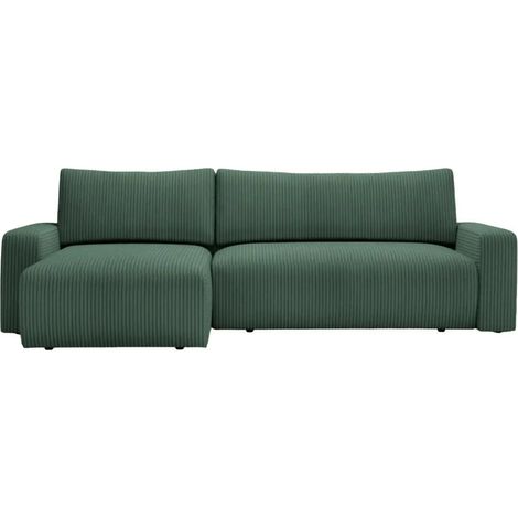 LUCIE - Canapé d'angle velours cotelé 4 places - Vert Sapin
