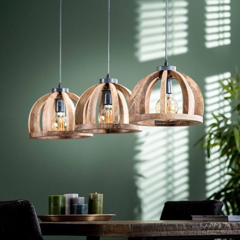 [GEBRAUCHT] B-Ware Hängeleuchte Vesterland Mangoholz 3-flammig dimmbar 120 cm E27 IP20 (1/2)