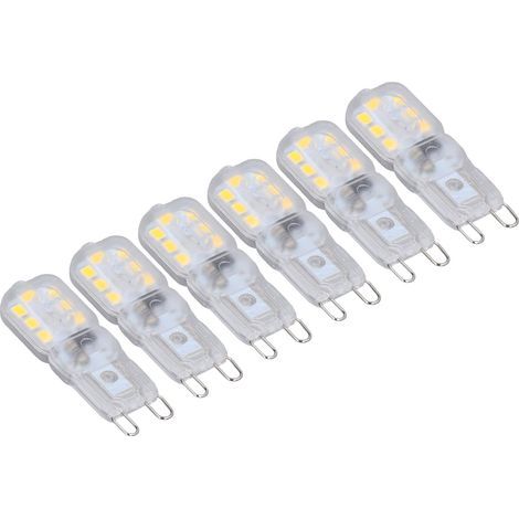 Lot 6 ampoules G9 3W dimmables – 110V – naturelle – lampe table / plafonnier – économie d’énergie – petite (1/5)