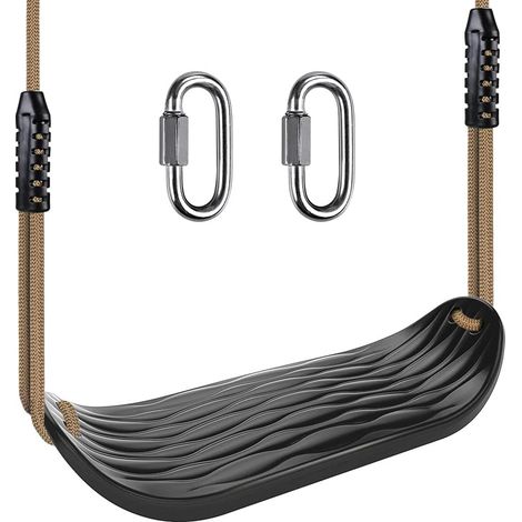 Siège de Balançoire en Plastique, Balançoire Antidérapante avec cCorde Réglable et 2 Mousquetons, Accessoire pour Balançoire d'aire de Jeux pour Enfants, Noir