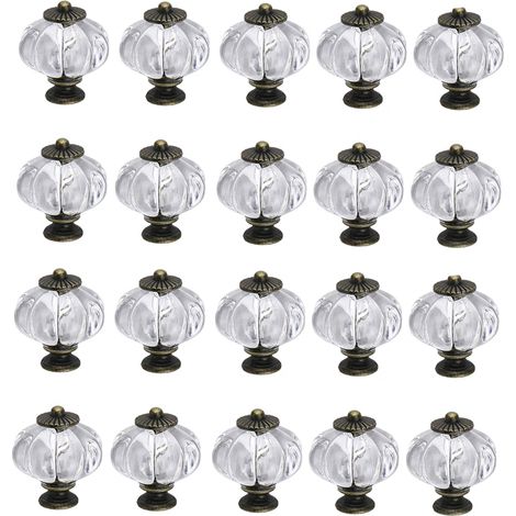 BEBUSINGOTO 20er-Pack transparente Kürbisknöpfe aus Acryl für Türen, Schränke, Schubladen, Kommoden, Kleiderschränke, Küchenmöbel oder Kinderzimmer (1/5)