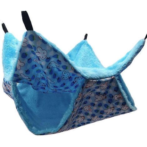 Joli hamac suspendu pour lit de rongeurs, balançoire pour chinchilla, perroquet, cochon d'Inde - Bleu, taille L.