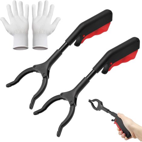 Lot de 2 Pinces de préhension,30 cm,Plastique ABS,Tête rotative 360 degrés,Gant à pois,Pour personnes âgées et handicapées (1/5)