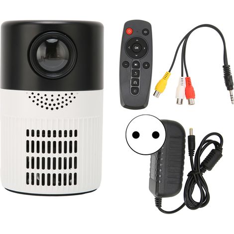 Mini projecteur HD 1080p portable avec son et double ventilateur pour films et DVD, 100-240 V, noir et blanc, prise européenne.-AquaForge