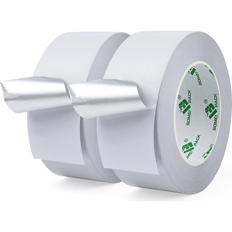 Ruban adhésif en aluminium 50 m ruban métallique très résistant, résistant à la chaleur, parfait pour l'étanchéité et le colmatage, réparation des métaux (Blanc 50mm50m2pcs) (1/5)