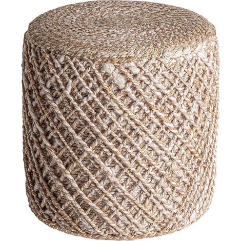 Pouf boho chic en yute naturel pour intérieur cozy - Brun naturel tissé à la main en yute (1/3)