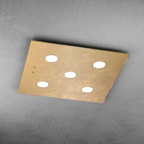 Plafoniera Moderna Quadrata Path Vetro Foglia Oro 5 Luci Gx53 (1/3)