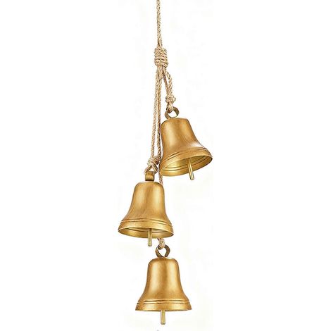 Cloche décorative vintage en fer forgé avec corde de chanvre, style rustique, idéale pour Noël, entrée, jardin, ferme et mariage (Type B) (1/5)