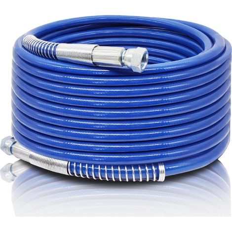 Tubo flessibile per spruzzatore di vernice airless da 15 m x 1/4 di pollice per spruzzatori, contiene uno strato di filo di acciaio criptato, antideflagrante e durevole, 4300 PSI (1/5)