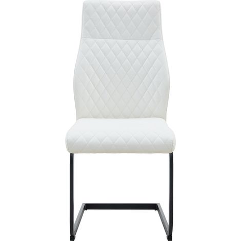3-teiliges Esszimmer-Set: Runder Glastisch Ø 85 cm mit 2 weißen PU-Stühlen mit hoher Lehne (1/5)