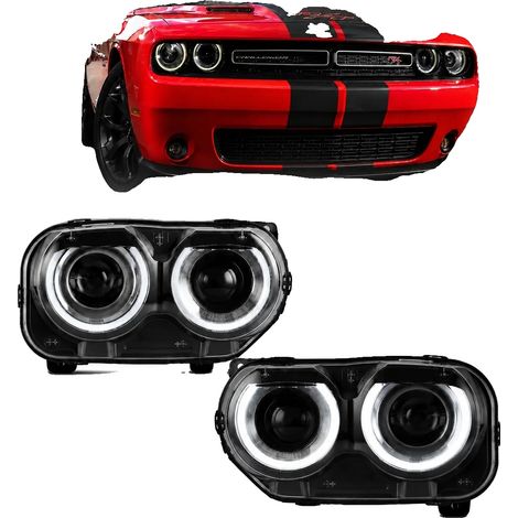 Ensemble de phares à LED, projecteur à faisceau double, s'adapte à Dodge Challenger 2015-2024, DRL blanc, clignotant séquentiel, installation facile (1/5)
