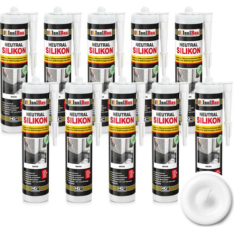 Neutralsilikon Naturstein Silikon Marmor Granit Sanitär Inn/Auß 10 x 300ml Weiss (1/5)