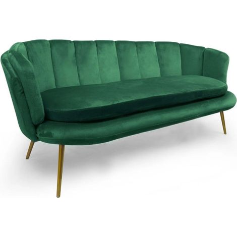 Canapé 3 Places en Velours "Dabren" 185cm Vert (1/4)